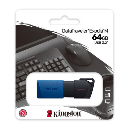 USB3.2 64GB RETRACTIL DTXM NEGRO/AZUL KI