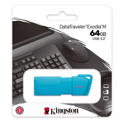 USB3.2 64GB RETRACTIL DTXM TURQUESA KING