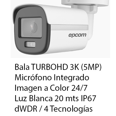 CAM TURBOHD EXT BULLET 5MP 20M MIC COL E