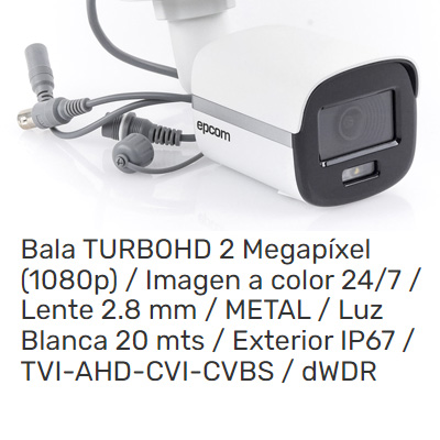 CAM TURBOHD EXT BULLET 2MP 20M COLOR MIC