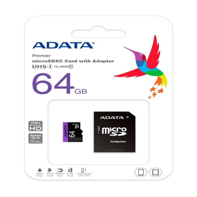 MICRO SDHC 64GB CON ADAP SD CL10  ADATA