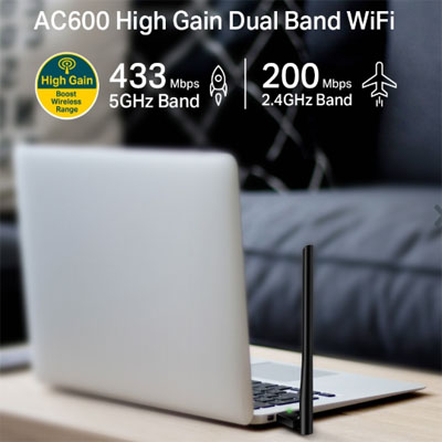 TARJ.RED USB ALTA GANANCIA AC600 TPL