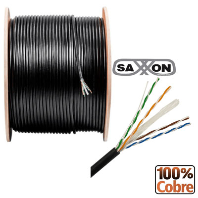 BOBINA UTP CAT6 COBRE NEGRO 305M EXTERIO