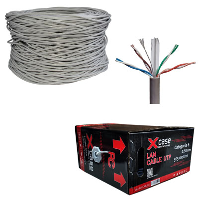 BOBINA 305 MT UTP CAT6 GRIS .50MM XCASE